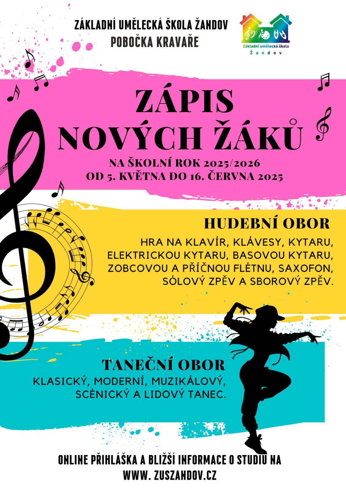 Zápis žáků do uměleckých oborů ZUŠ